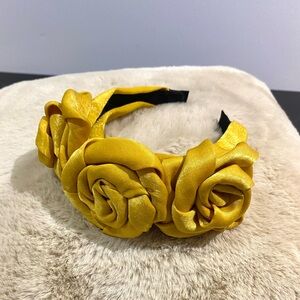 Elegant Yellow Satin Floral Headband
